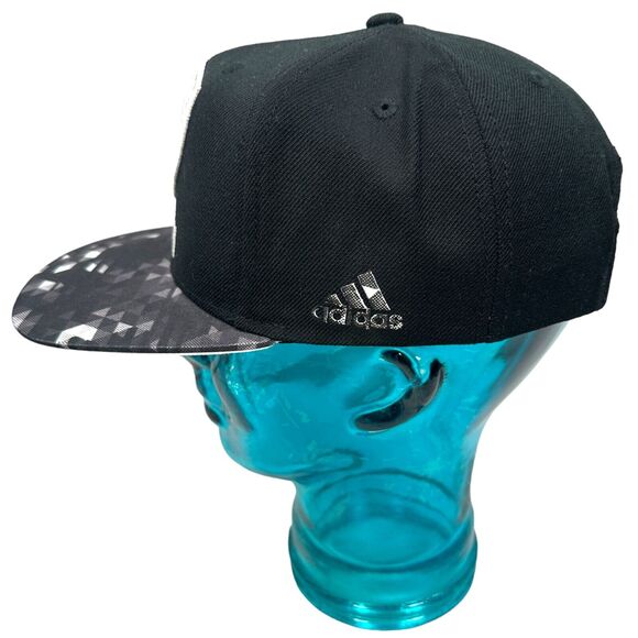 Adidas Brooklyn Nets Snapback Hat Mens Black Gray Embroidered Cap Geometric New2 - Picture 4 of 7